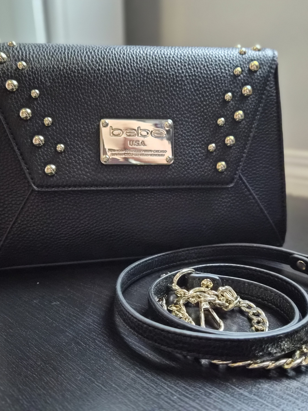 bebe Black Studded Crossbody Bag